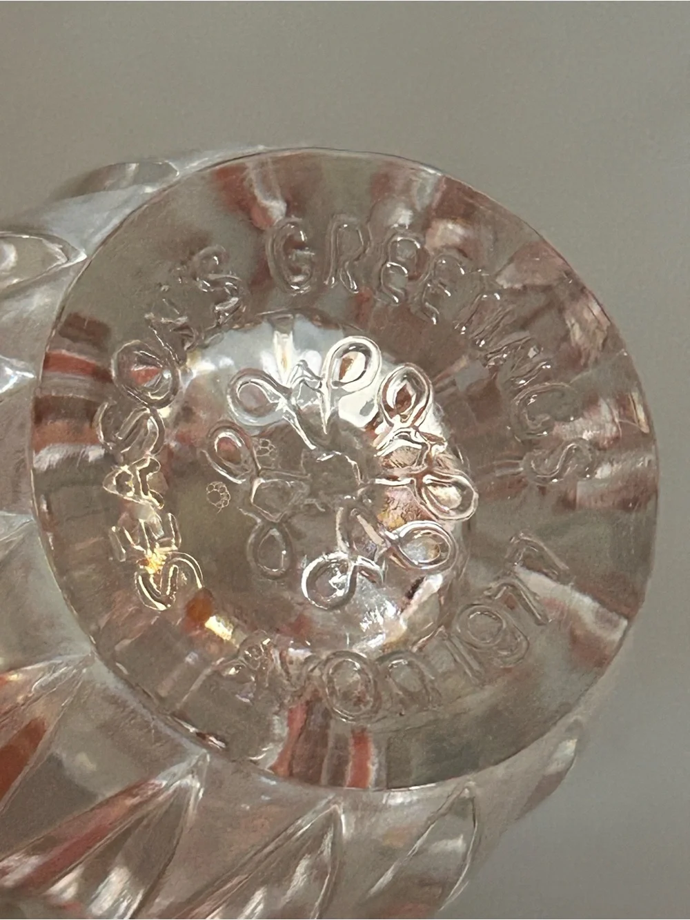 1977 FOSTORIA CRYSTAL BUD VASE Vintage Avon Seasons Greetings Art Deco Glass 70s